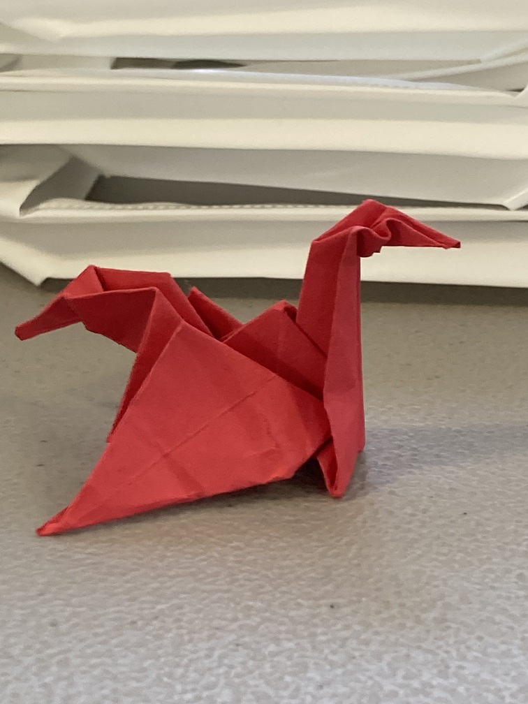 Red origami crane