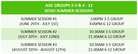 Keno Summer Session Schedule