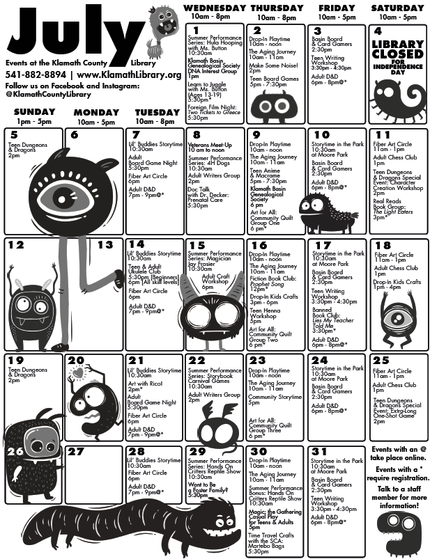 The print version of the online calendar.