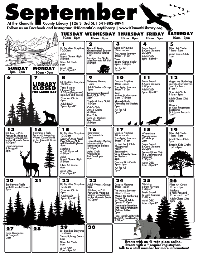September 2026 calendar (print version)