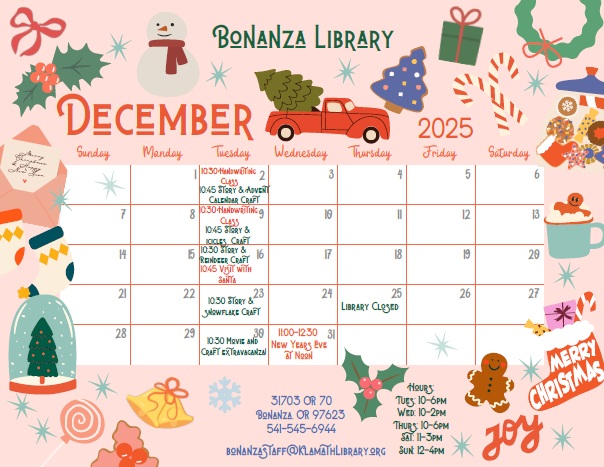 December calendar with holiday decorations