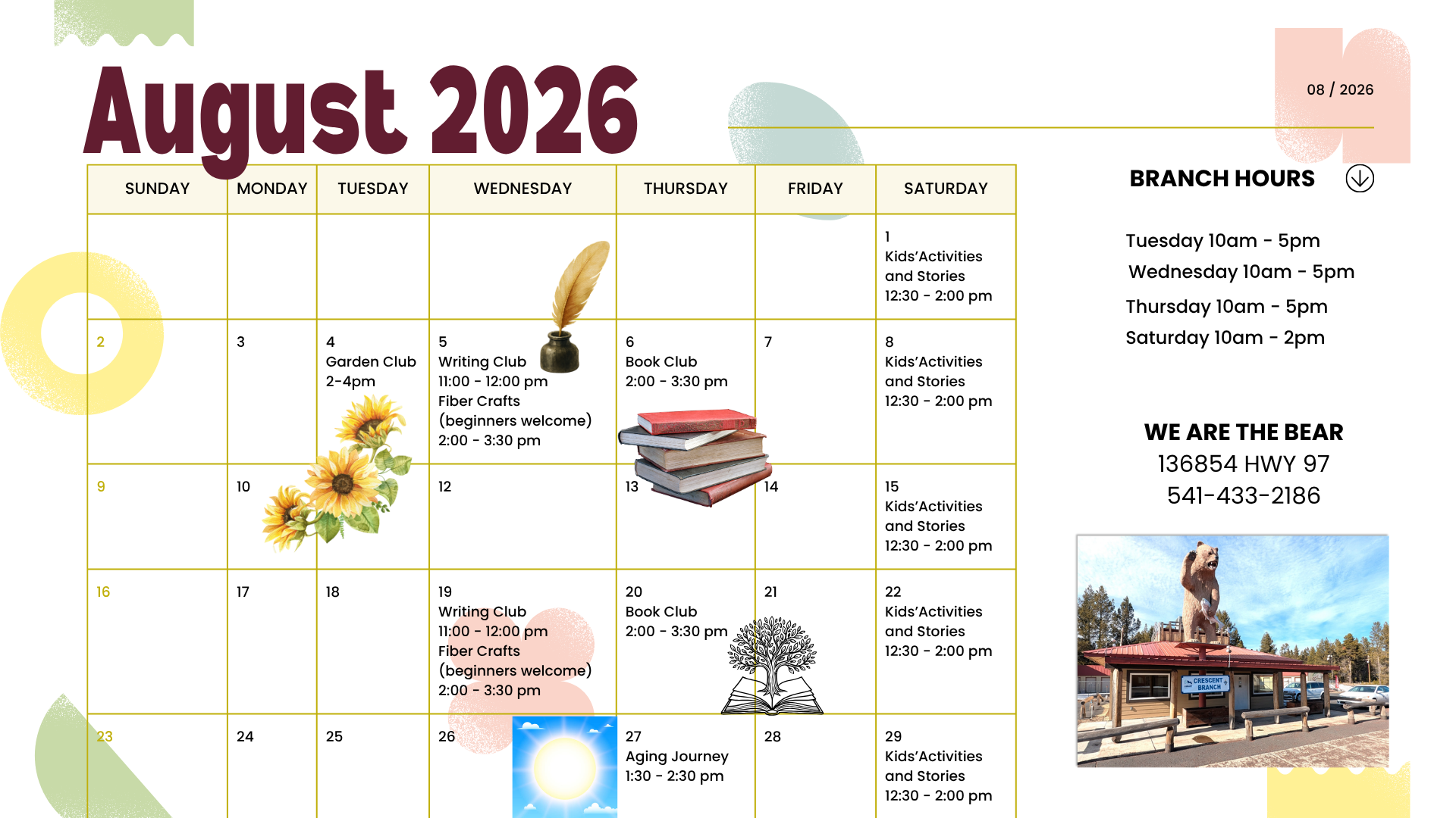 Printable August Calendar of Events
