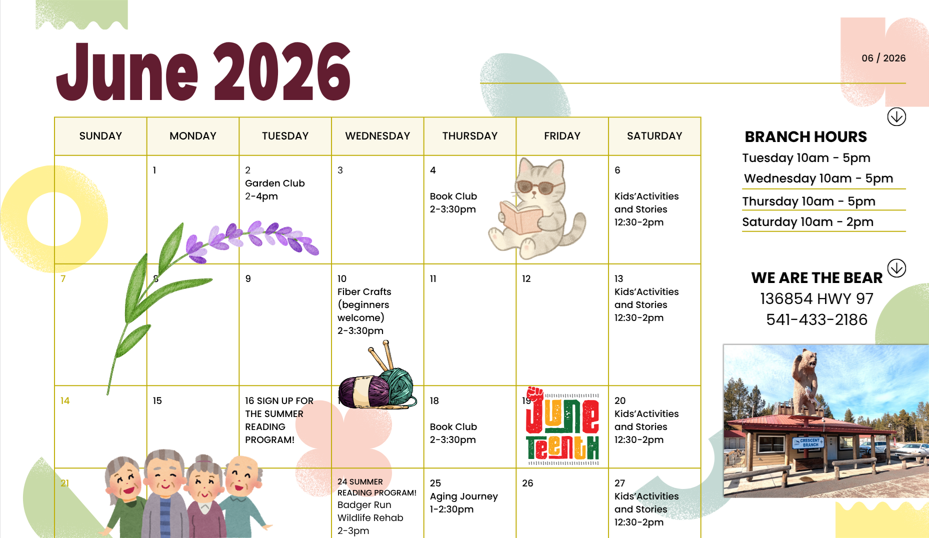 Printable June Events Calendar
