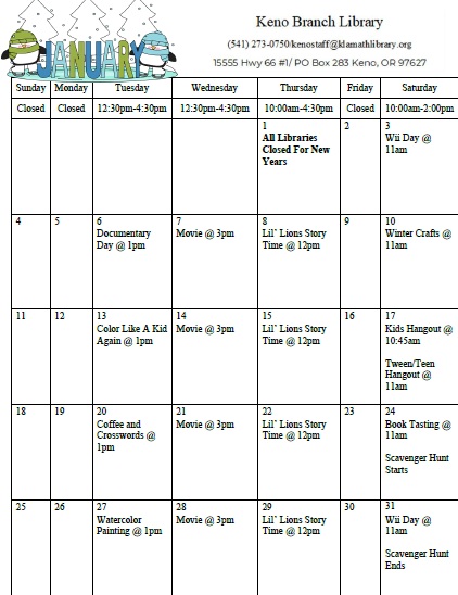 January 2026 calendar