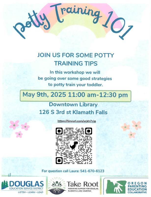 A poster for the potty training event with the same information as the above text.