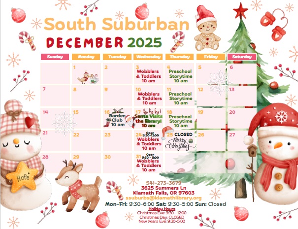 December Calendar with snowmen, a Christmas tree, and various holiday decorations.