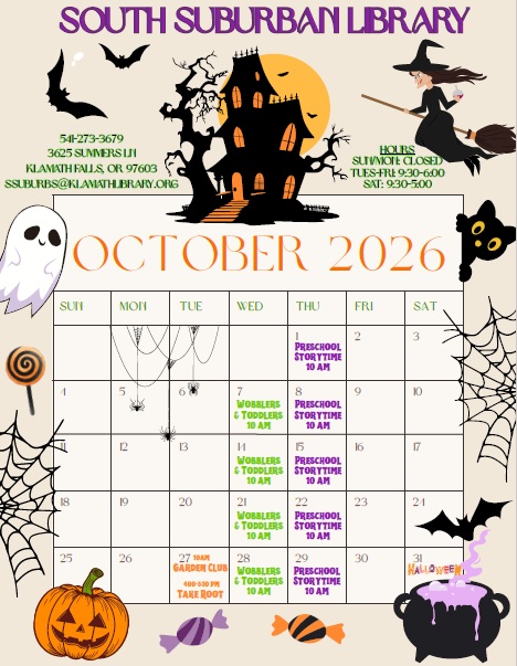 October Calendar with Halloween tropes